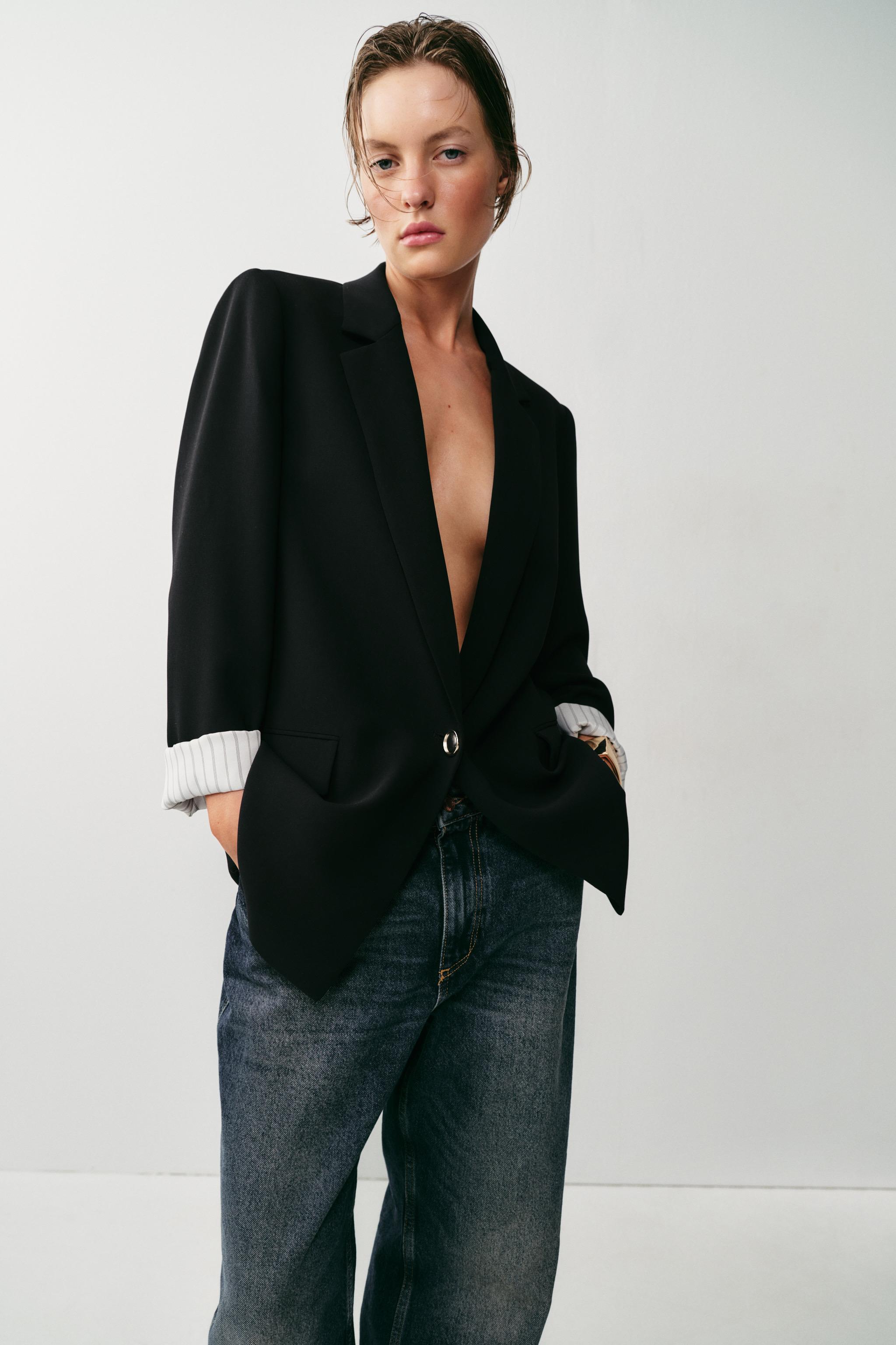 ROLL-UP SLEEVE PRINTED CUFF BLAZER